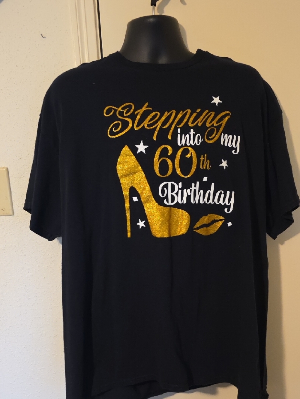 Stepping into my 60th Birthday Graphic Tee - Gold & White - Picture 2 of 5